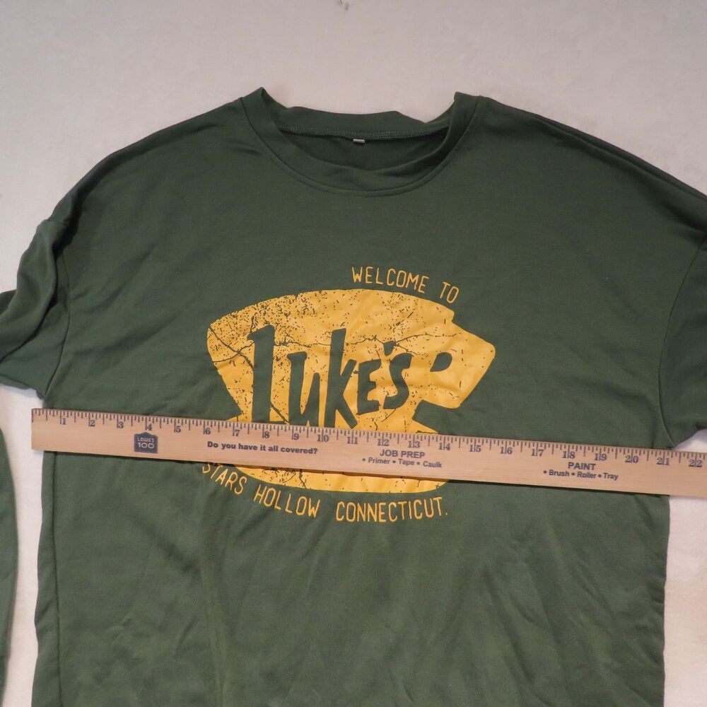 Gilmore Girls Sweatshirt Womens Large L Olive Green Lukes Diner Stars Hollow Top